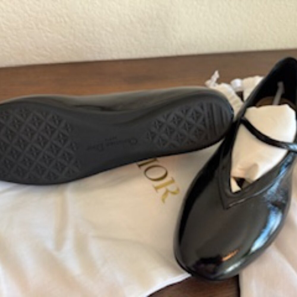 Dior Ballet Flat Black Crinkled Patent Calfskin (Brand New) - Picture 5 of 10